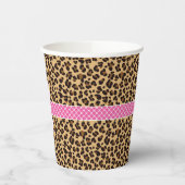 Leopard Print Roze Quatrefoil Verjaardagsfeest Papieren Bekers (Links)