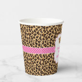 Leopard Print Roze Quatrefoil Verjaardagsfeest Papieren Bekers (Rechts)