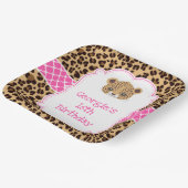 Leopard Print Roze Quatrefoil Verjaardagsfeest Papieren Bordje (Gebogen)