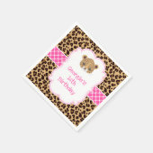 Leopard Print Roze Quatrefoil Verjaardagsfeest Servet (Hoek)