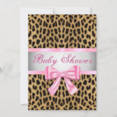 Leopard Print Roze strik Baby shower Uitnodiging (Voorkant)