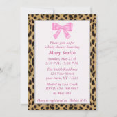 Leopard Print Roze strik Baby shower Uitnodiging (Achterkant)