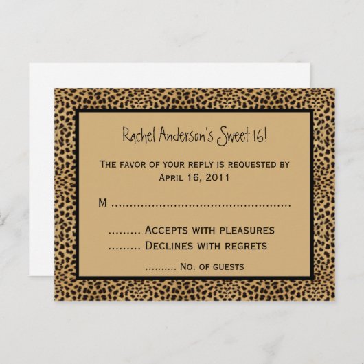 Leopard print RSVP Briefkaart (Voorkant / Achterkant)
