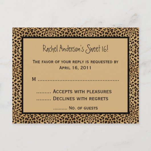 Leopard print RSVP Briefkaart (Voorkant)