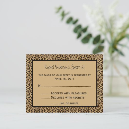 Leopard print RSVP Briefkaart (Staand voorkant)