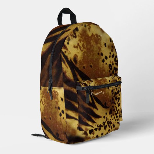  Leopard Print Rugzak - School Laptop Tas (Achterkant Hoek Links)