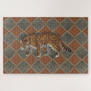 leopard Print Rust Leather Snake Skin Gold Legpuzzel