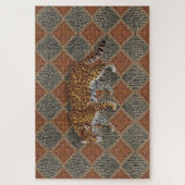 leopard Print Rust Leather Snake Skin Gold Legpuzzel (Verticaal)