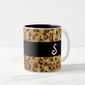 Leopard Print S monogram initialen Koffie Mok Cup (Voorkant rechts)