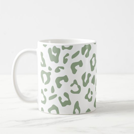 Leopard Print Sage Green Animal Print Koffiemok (Links)