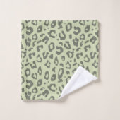 Leopard Print Sage Green en Shades Animal Print Bad Handdoek (Wasdoekje)