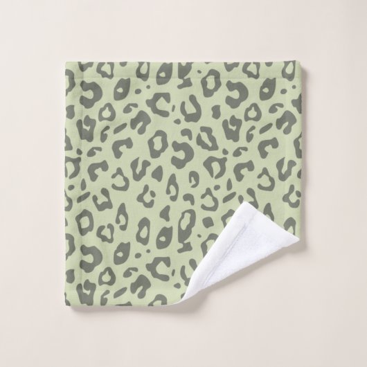 Leopard Print Sage Green en Shades Animal Print Bad Handdoek (Wasdoekje)