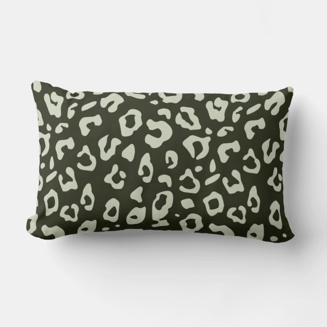 Leopard Print Sage Green Oerwoud Green Animal Prin Kussen (Voorkant)