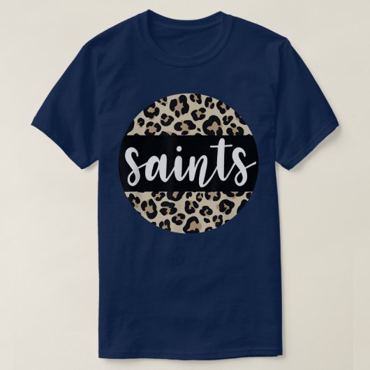 Leopard Print Saints Team Mascot School Spirit Gam T-shirt (Design voorkant)