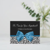 Leopard Print Salon Appointment Herinneringen Blau Briefkaart (Staand voorkant)