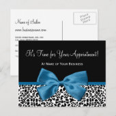 Leopard Print Salon Appointment Herinneringen Blau Briefkaart (Voorkant / Achterkant)