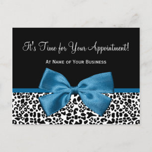 Leopard Print Salon Appointment Herinneringen Blau Briefkaart
