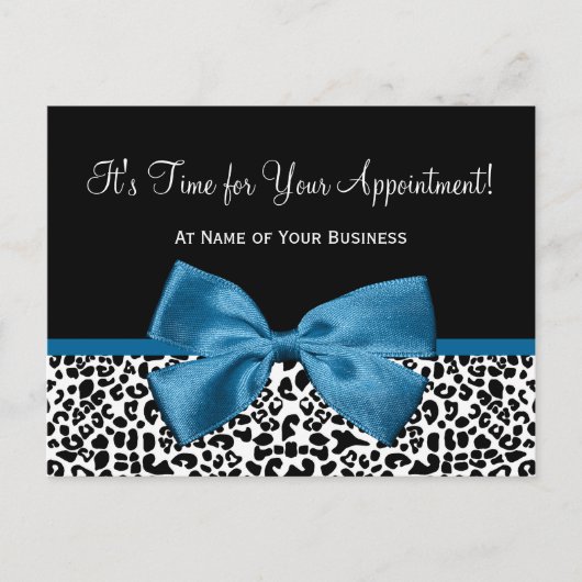 Leopard Print Salon Appointment Herinneringen Blau Briefkaart (Voorkant)