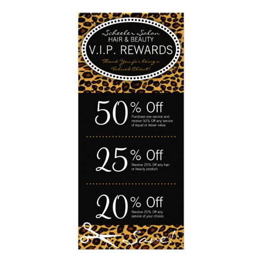 Leopard Print Salon Coupons Reclamekaart (Voorkant)