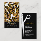 Leopard Print Salon Tools Verticaal Visitekaartje (Voorkant / Achterkant)