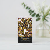 Leopard Print Salon Tools Verticaal Visitekaartje (Staand voorkant)
