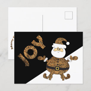 Leopard Print Santa Joy Briefkaart