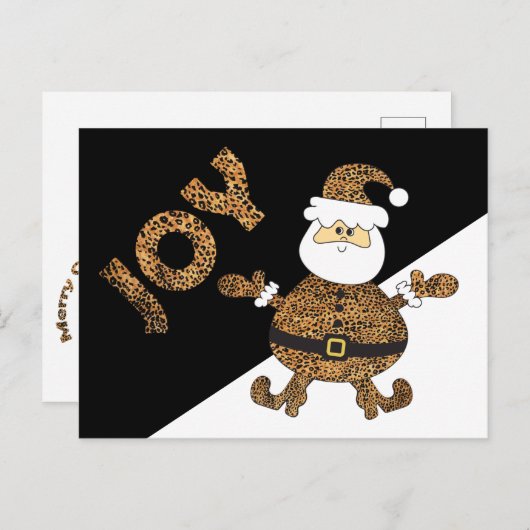 Leopard Print Santa Joy Briefkaart (Voorkant / Achterkant)
