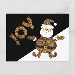 Leopard Print Santa Joy Briefkaart