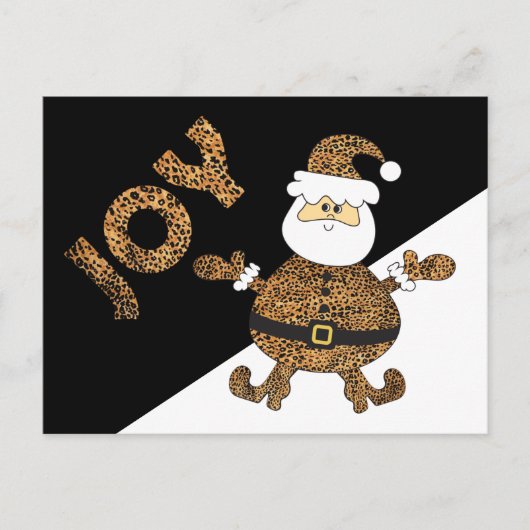 Leopard Print Santa Joy Briefkaart (Voorkant)