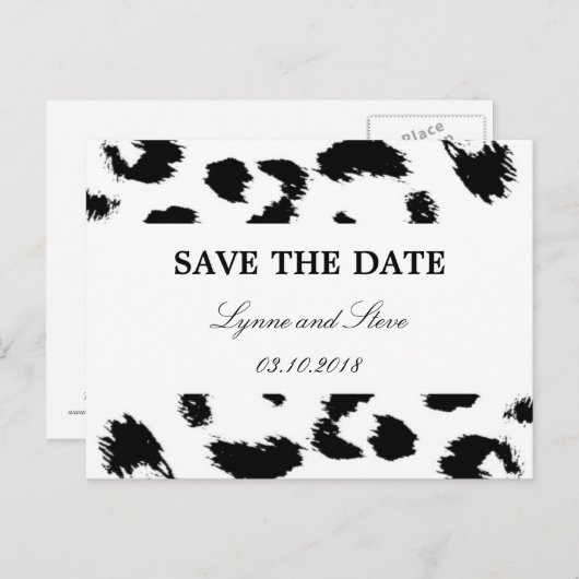 Leopard Print Save the Date Aankondigingskaart (Voorkant / Achterkant)