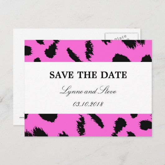 Leopard Print Save the Date Aankondigingskaart (Voorkant / Achterkant)