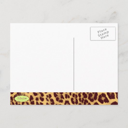 Leopard print save the date briefkaart (Achterkant)