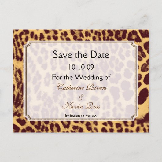 Leopard print save the date briefkaart (Voorkant)