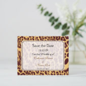 Leopard print save the date briefkaart (Staand voorkant)