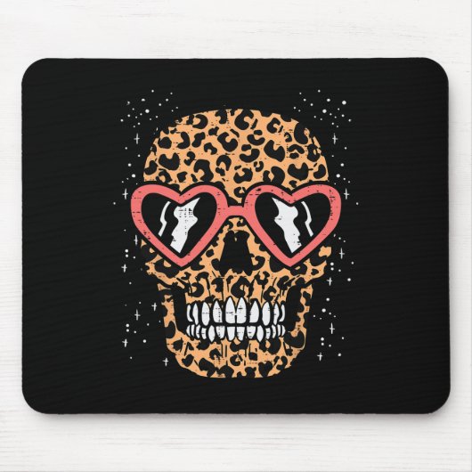 Leopard Print Schedel Skelet Grappig Halloween Vro Muismat (Voorkant)