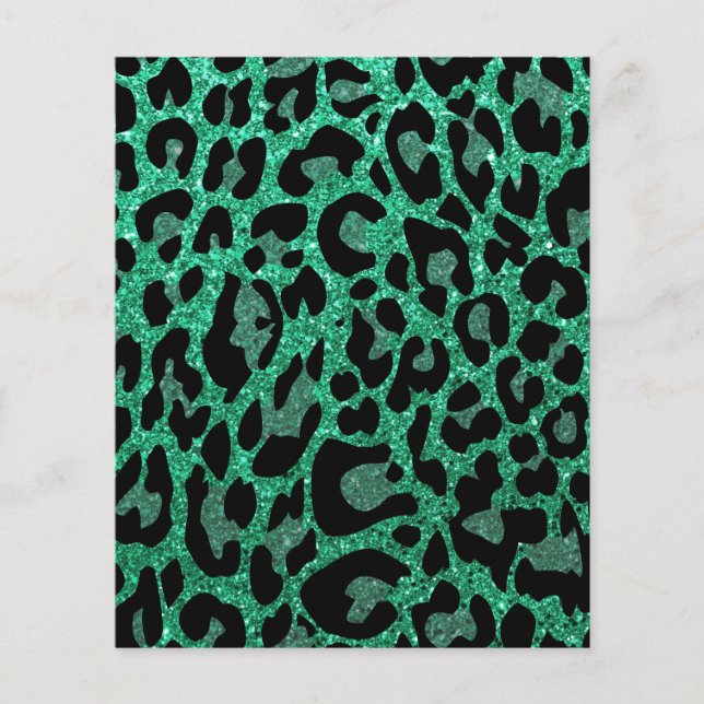 Leopard Print Scrapbook Paper - Blauwgroen (Voorkant)