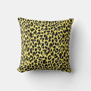 Leopard Print Skin (zwart, geel) Kussen