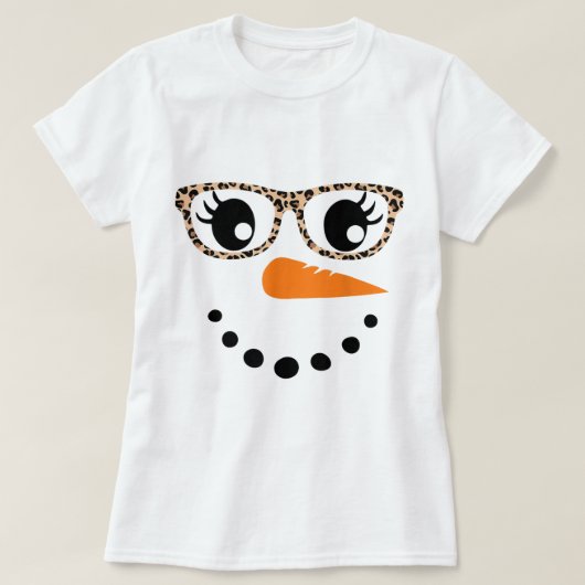 Leopard Print Snowman Face Design T-shirt (Design voorkant)