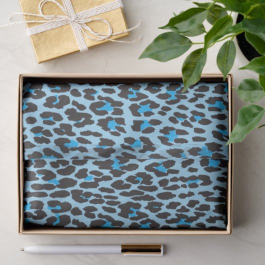 Leopard Print, Spots, Blue Leopard, Monogram Tissuepapier (Geschenk)