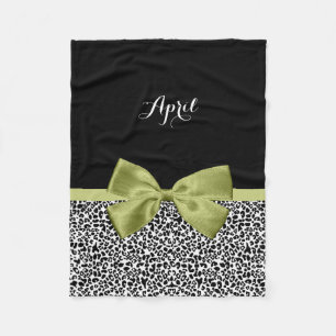  leopard Print Spring Green Bow met naam Fleece Deken