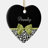  leopard Print Spring Green Bow met naam Keramisch Ornament (Rechts)