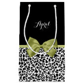  leopard Print Spring Green Bow met naam Klein Cadeauzakje (Voorkant)
