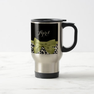 leopard Print Spring Green Bow met naam Reisbeker
