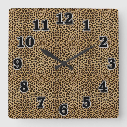 Leopard Print Square Wall klok (Voorkant)