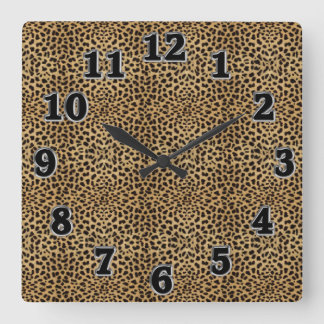 Leopard Print Square Wall klok