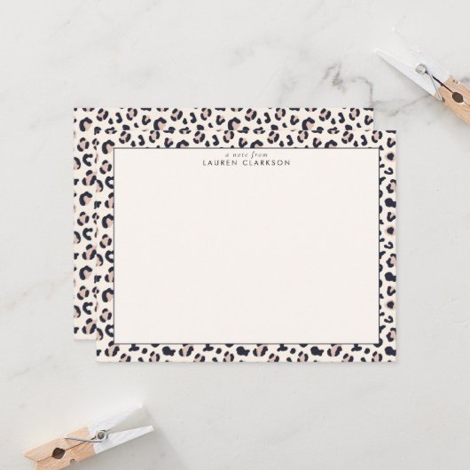 Leopard Print Stationery Note Card Kaart (Voorkant / Achterkant in situ)