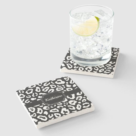 Leopard Print Stenen Onderzetter (Zijkant)
