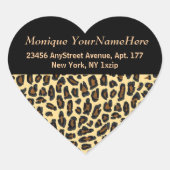 Leopard Print Stijlvol retouradres Hart Sticker (Voorkant)