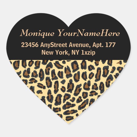 Leopard Print Stijlvol retouradres Hart Sticker (Voorkant)