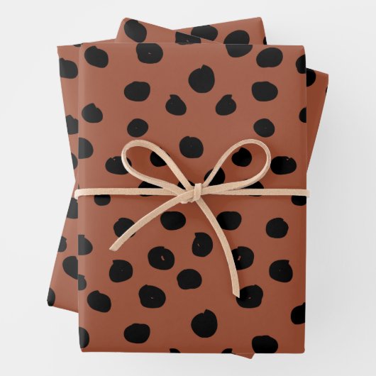 Leopard Print Stippen Rust Terracotta Cheetah Spot Inpakpapier Vel (In situ)